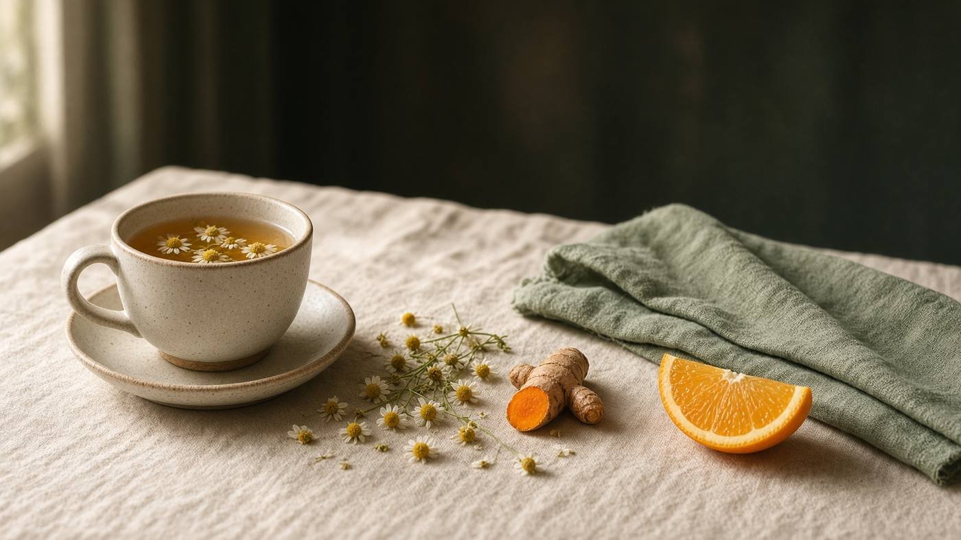Reggeli tea és kamilla